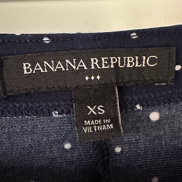 Banana Republic Navy Polka Dot Top with Bow Sleeves, Size XS - Picture 2 of 7